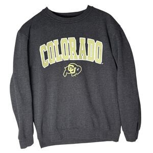 Men's Colosseum Black Colorado Buffaloes Arch & Logo Crew Neck Sweatshirt Size M